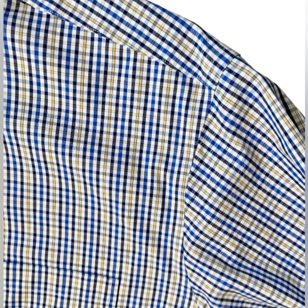Paul Fredrick non Iron 2 ply cotton men’s check dress shirt size 17 x 33 large - Picture 7 of 10